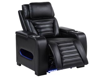 Zuma Black Faux Leather Upholstered Dual Power LED Recliner