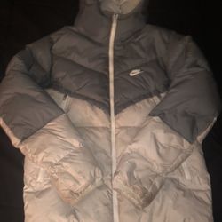 Nike Hooded Puffer Jacket / Grey White 