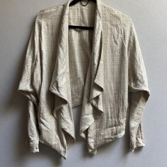 Butterflysoulfire Open Knit Long Sleeve Drape Linen Dolman Style Jacket Sz S