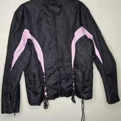 Women's Black And Pink Biker Jacket 