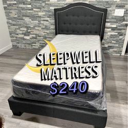 Twin Size Bed Frame With Pillow Top Mattress Included 