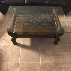 Real Wood and Glass Coffee Table