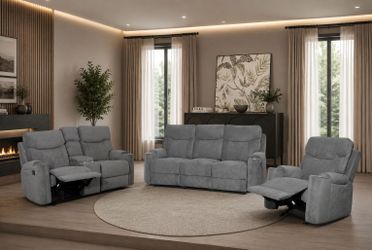 **Manual Reclining Sofa with dropdown table and power source 