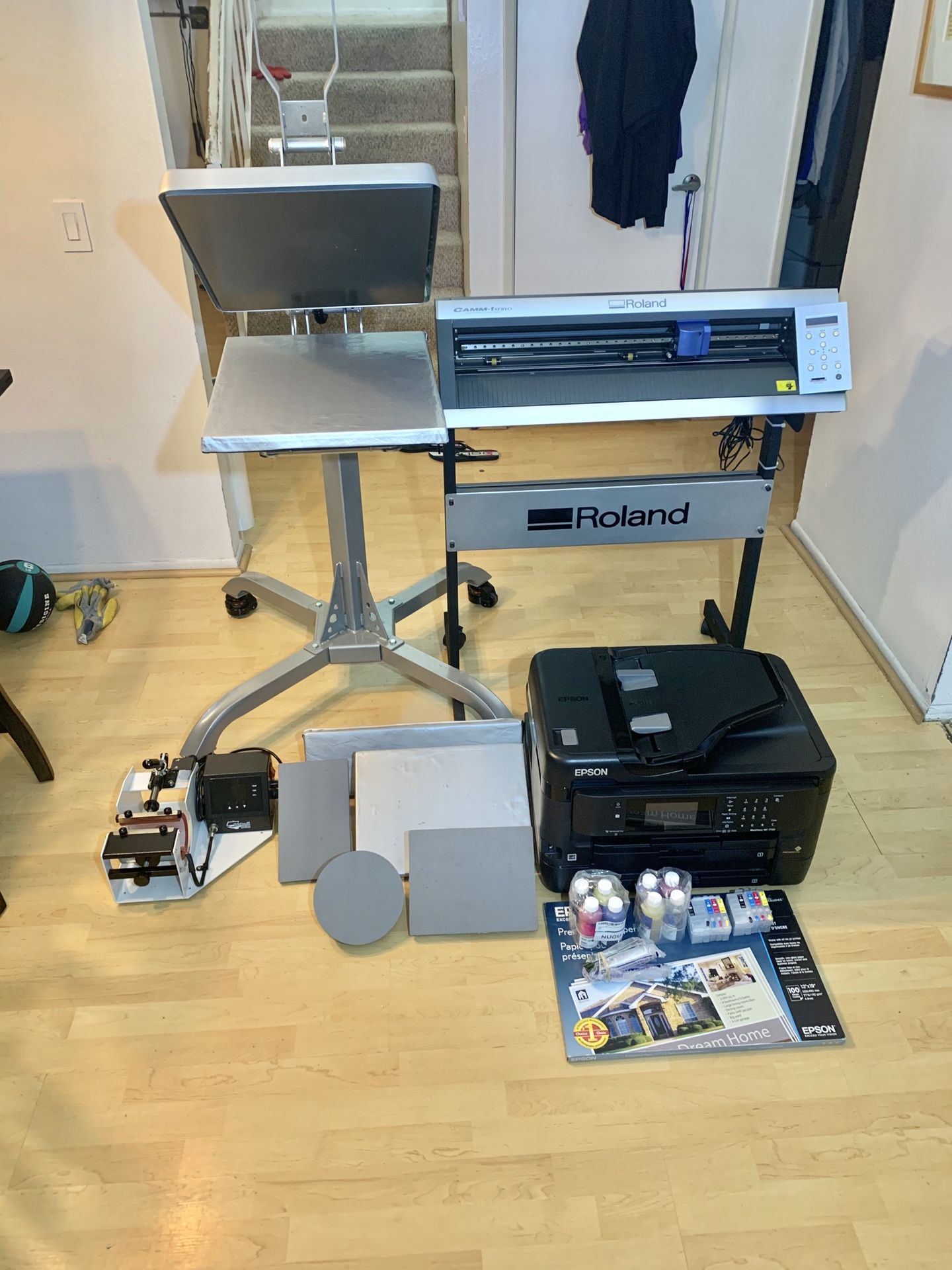 Hotronix STX-20 16x20 heat press + stand + extra (5) platens and platen covers