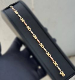 Jewelry 14k solid yellow tri color rose white gold infinity bracelet 8.25” 5.60mm 8.2g