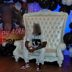 Double Wide White Throne Chair