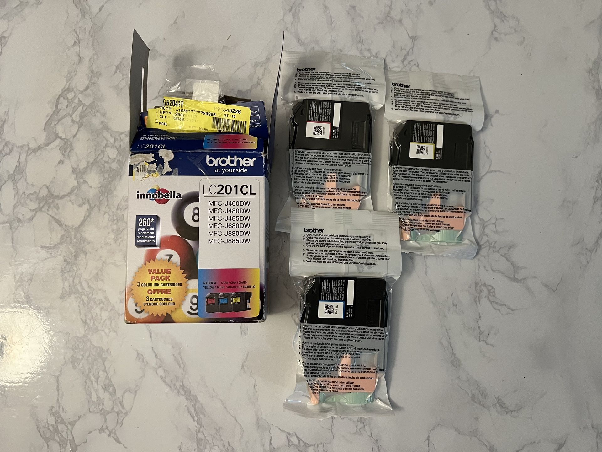 Brother LC201CL Ink Cartridge (Magenta/Cyan/Yellow) EXPIRED On 12.2022 -Open Box