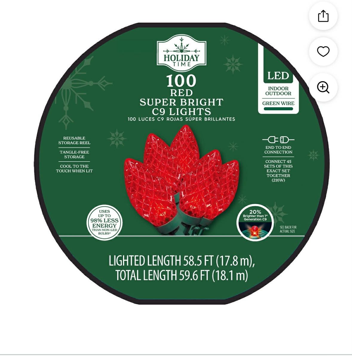 Christmas Lights 100 Lights Just Red New