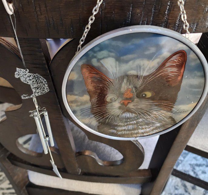 Hugo Hege Stained Glass Cat Pluse A Cat Wind Chime