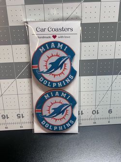 Miami Dolphins Handmade Car Coasters Set of 2