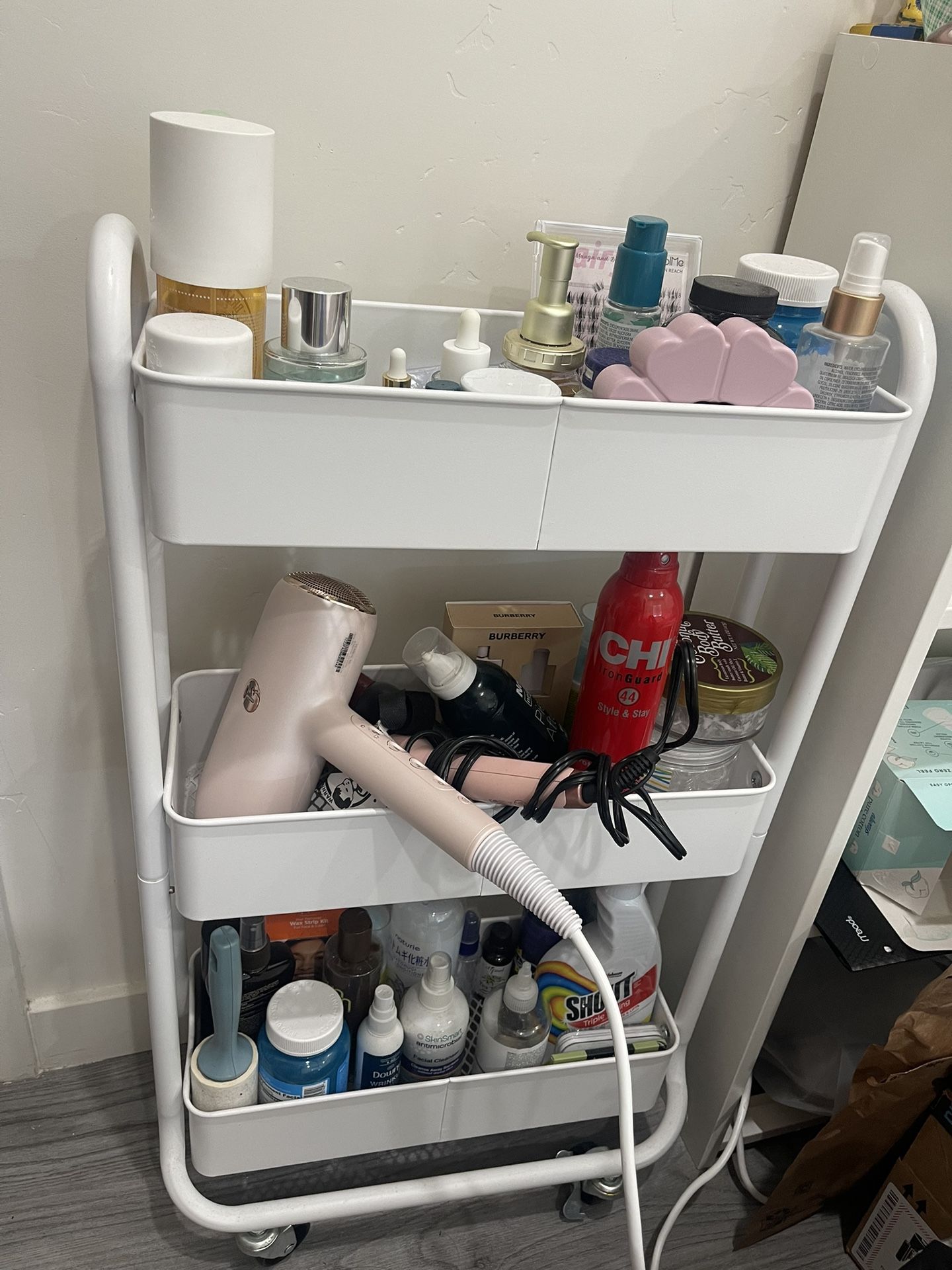 White 3 Shelf Storage Cart With Wheels