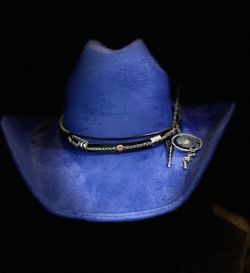 The Royal Peacock 🦚💙 with western accents Unique Cowboy Hat size 7 1/4” - 7 3/8”
