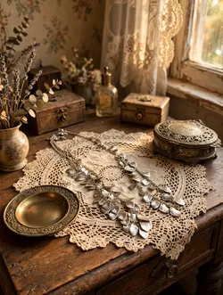 Silver Leaf Multi-Strand Dangle Necklace