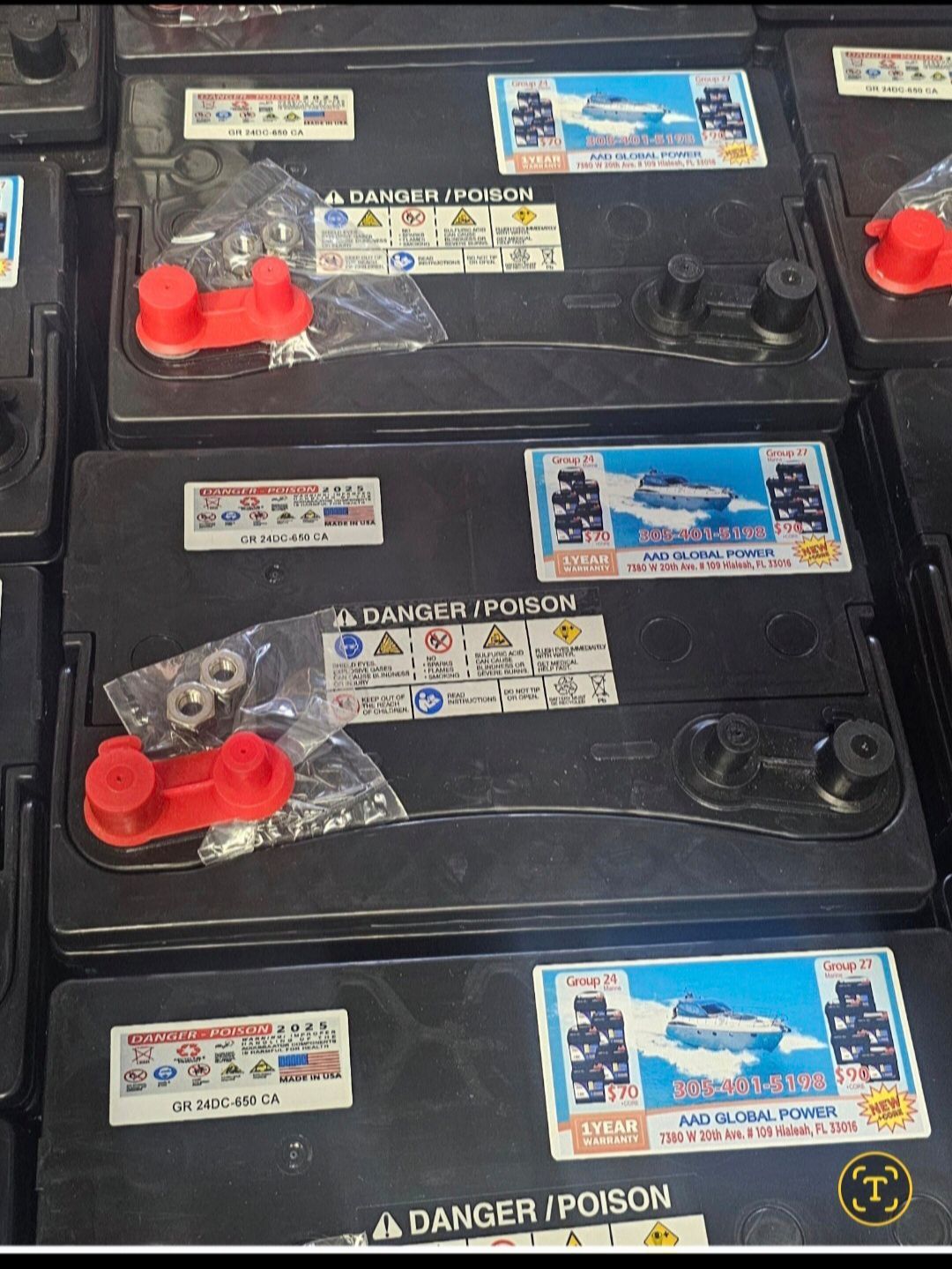 Group-24DC, new marine battery, 1-year warranty