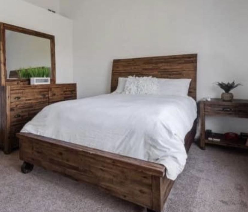 Beautiful wood and marble-stone topped bedroom set