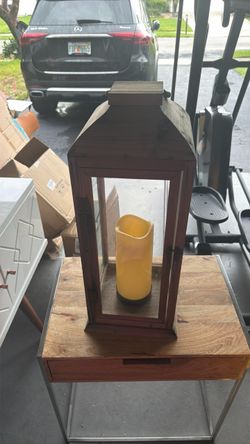 Decorative Wooden Lantern with LED Candle