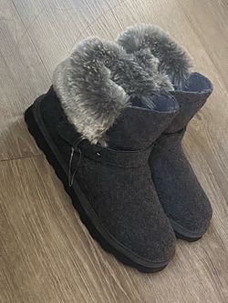 Bear paw 🐾 Gray Fur-Trim Winter Ankle Boots
