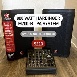 800 Watt Harbinger M200-BT PA System 