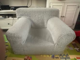 Pottery Barn Kids Oversized Anywhere Chair with Gray Sherpa Slipcover