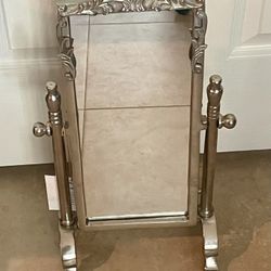 Beautiful Modern Antique Style Silver Tone Tabletop Swivel Vanity Makeup Mirror Indian