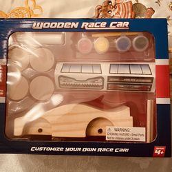 Wooden Race Car To Paint & Assemble