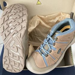 READ ENTIRE AD BEFORE MESSAGING Women’s Waterproof Keen Circadia Leather Hiking Shoes Size 12 Vent Toasted Coconut North Atlantic- new in box