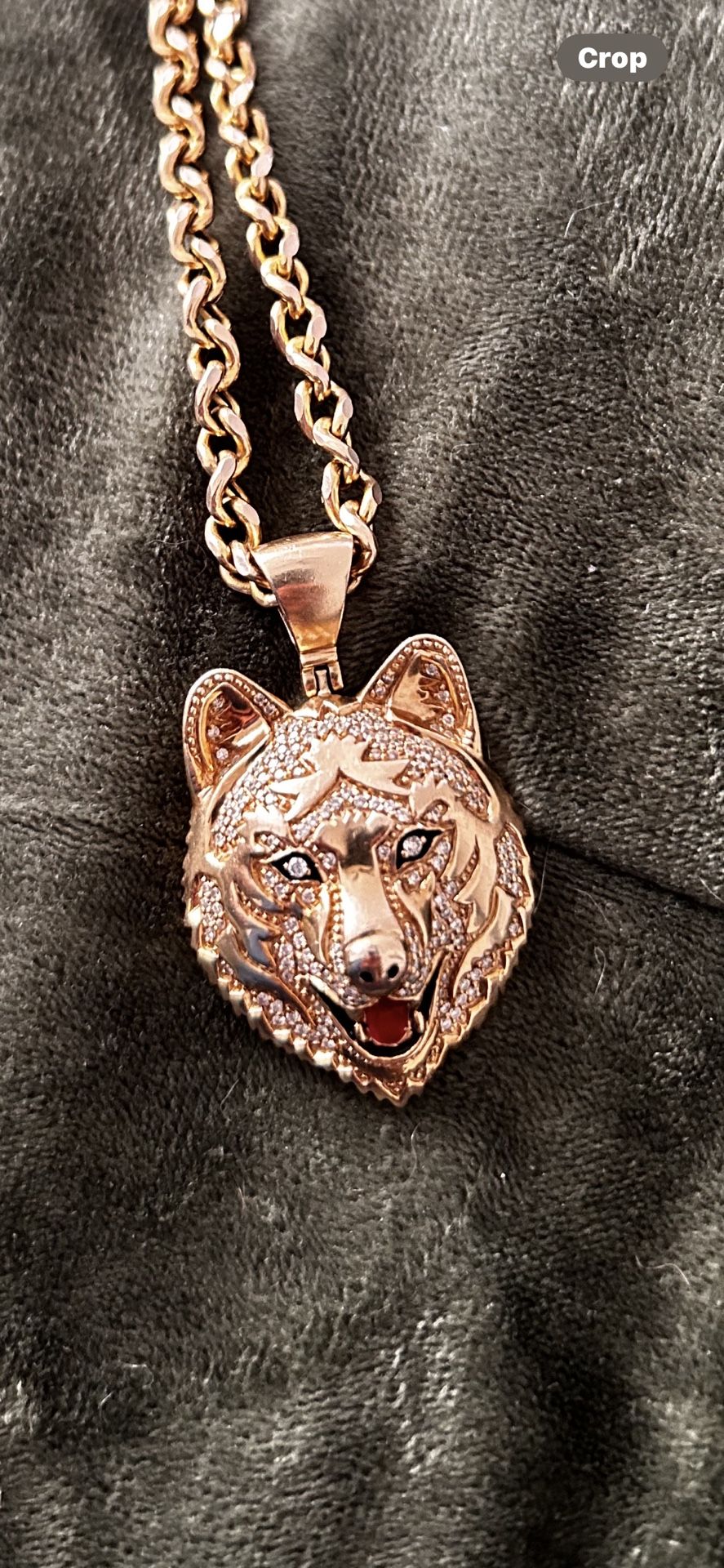 Solid 10 Karat Gold Diamond Wolf Pendant