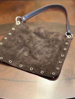 Retro Y2K Old Navy Suede Purse with Metal Eyelet Border