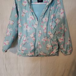 Girls Rain Jacket Lightweight Waterproof Hooded Cotton Lined Raincoat Windbreaker for Kid