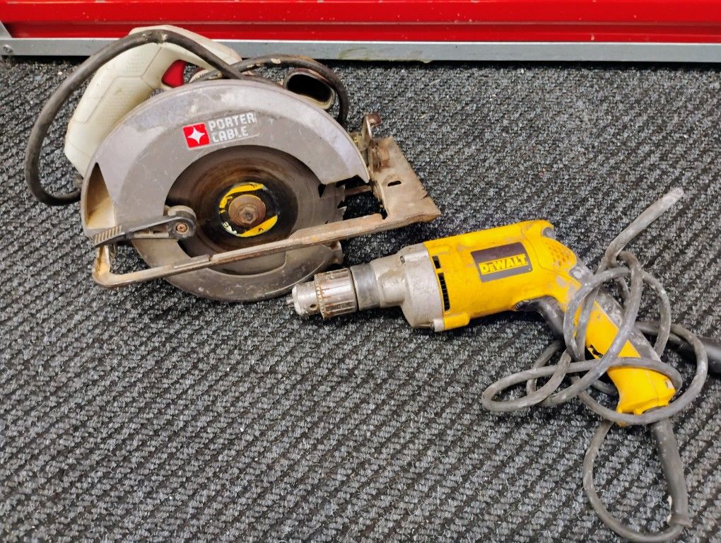 Heavy Duty Dewalt Electric drill and Porta cable Circular Saw