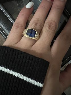 Men Gold Ring With Sapphire