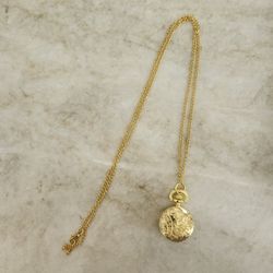 Small Ornate Pocket Watch And Chain