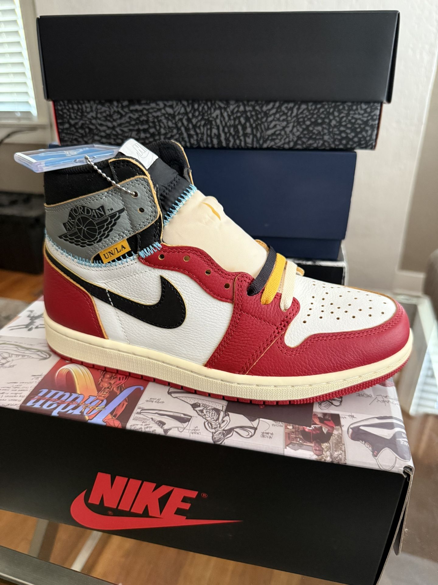 Jordan’s Size 8 For Sale Union Fragment Fire Red White Cement
