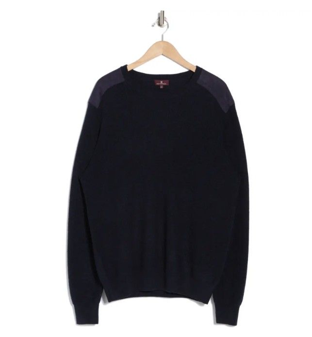 Bruno Magli Merino Wool Sweatshirt Size XL Navy RETAIL $295