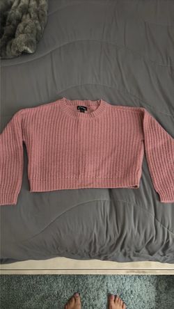 Girls Pink Cropped Knit Sweater
