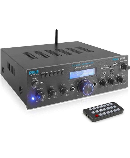 Pyle 200W Audio Stereo Receiver - Wireless Bluetooth Power Amp NEW