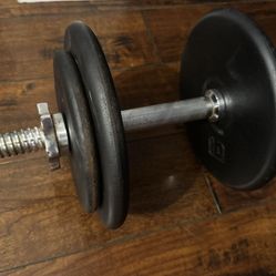 Single dumbbell configurable weights (10 lbs, 13 lbs, 20 lbs, 25 lbs, 30 lbs per dumbbell), and incorporates similar classic spin-lock visuals for app
