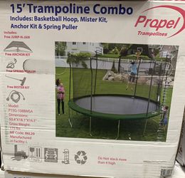 15 Foot Trampoline Combo w/Basketball Hoop *Brand New*