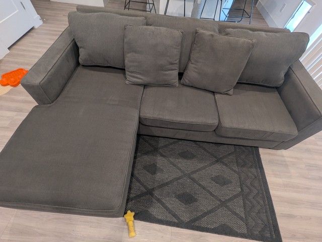 Grey Chaise L-Shaped Sofa/Lounge (Left or Right)