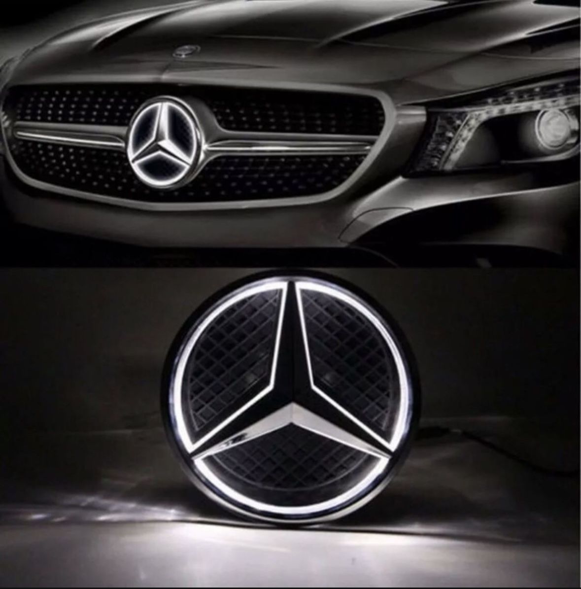 Front Grille White Light LED Star Emblem Badge for Mercedes Benz 2011-2018