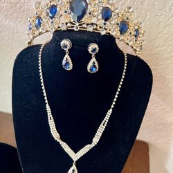 Set De Corona En Azul Marino, Para Quinceañera 