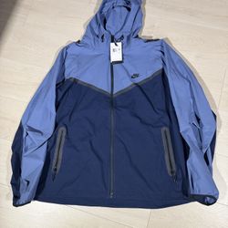 Nike Tech Men's Woven Full-Zip Hooded Jacket - Blue & Grey/Navy - Size 3XL - NWT