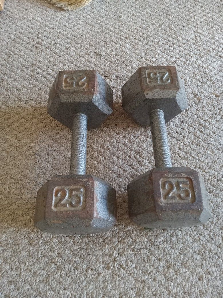 2   25# Lb Dumbells