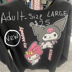 ADULT HELLO KITTY / KUROMI SWEATSHIRT SUPER CUTE & NEW. LARGE OR MEDIUM