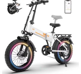 Movcan Q20 Folding Electric Bike, 52V 15.6Ah Removable Concealed Battery 20” Fat Tire Dirt Bike,1500W Motor 30 MPH Top Speed E Bikes, 7 Speed Dual Hyd