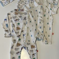 Summer Magnetic Me 0-3 infant boy bundle: romper & sleepers modal & cotton