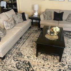  Sofas  Set  With Coffee Table  And 2 Side Tables  And Lamps Free 