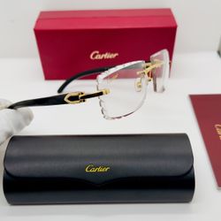 Cartier C Decor Black Frame Sunglasses Buffalo Horn