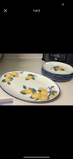 Ceramic Lemon Serving Dishes Set