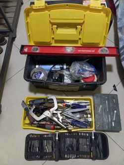 LOTS OF MISC TOOLS AND TOOLBOXES